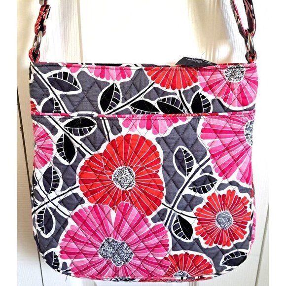 Vera Bradley Multicolor Floral Crossbody/Shoulder Bag Compartments Pink Red Gray - Picture 5 of 9
